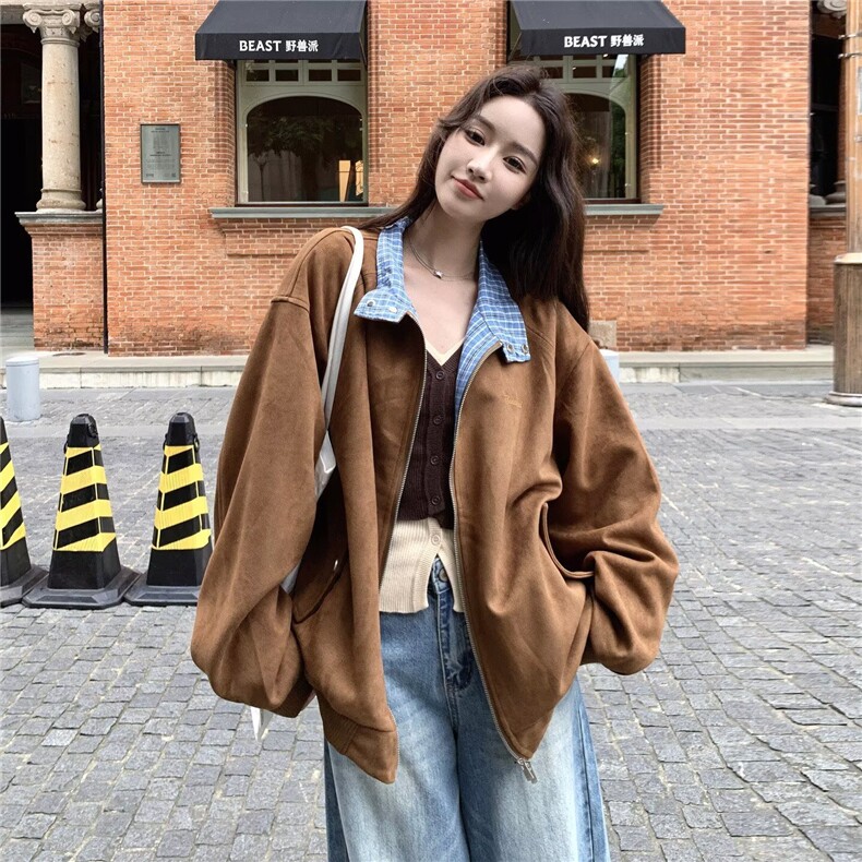Y229-P75 美式简约短款外套女秋季新款通勤小个子图片