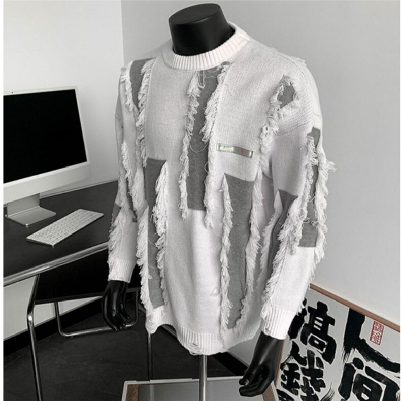 Q67-P52慵懒风毛衣男秋冬季青少年潮牌宽松针织衫,男装针织衫/毛衣,电商B323A