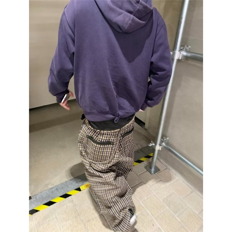 2025春季薄款美式条纹休闲裤男款潮流运动卫裤宽松垂感褶皱直筒裤,男装休闲裤,星座506A