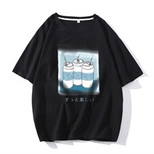 YT26148-P30亚麻短袖t恤男大码五分袖男宽松七分袖海报风,男装T恤,电商A040