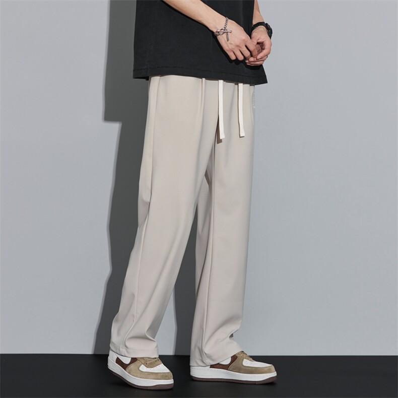 后袋麦标小众设计感字母绣花阔腿裤男春夏季百搭长裤DY565-P55,男装休闲裤,电商A178-1