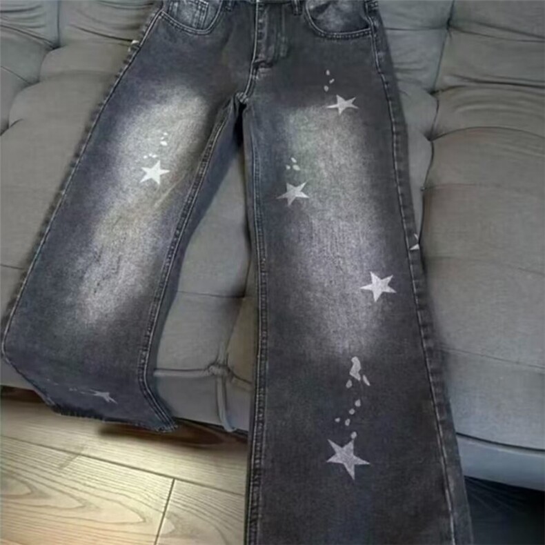 2026春ins美式高街复古星星水洗做旧直筒牛仔裤子K71376-P47网图,男装牛仔裤,电商B245
