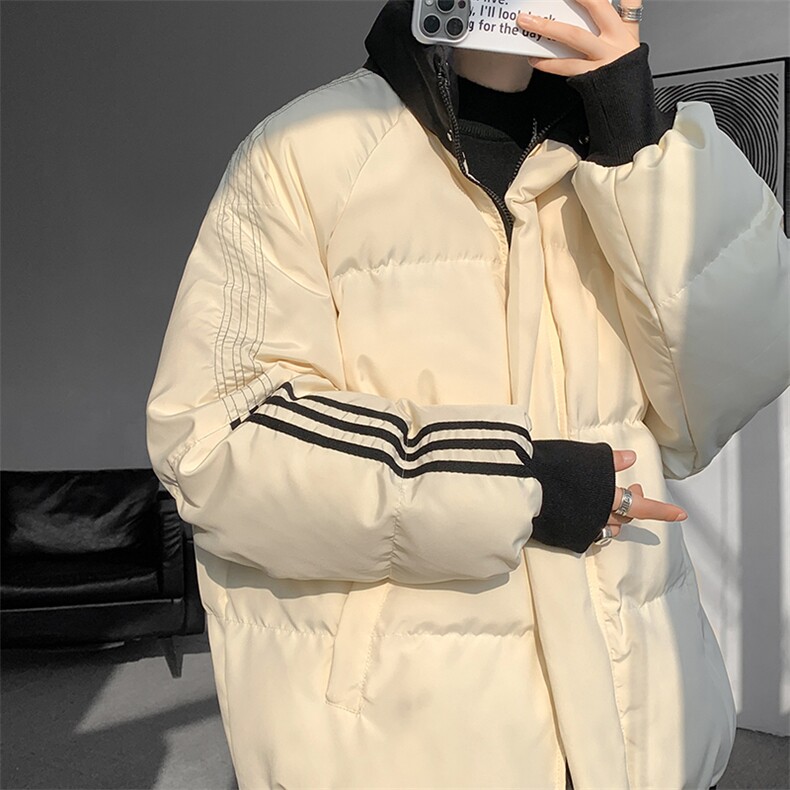8XL-M三道杠韩系拼接立领加厚棉服三条杠棉衣面包服外套MY1706P98，男装棉衣，电商D206-1