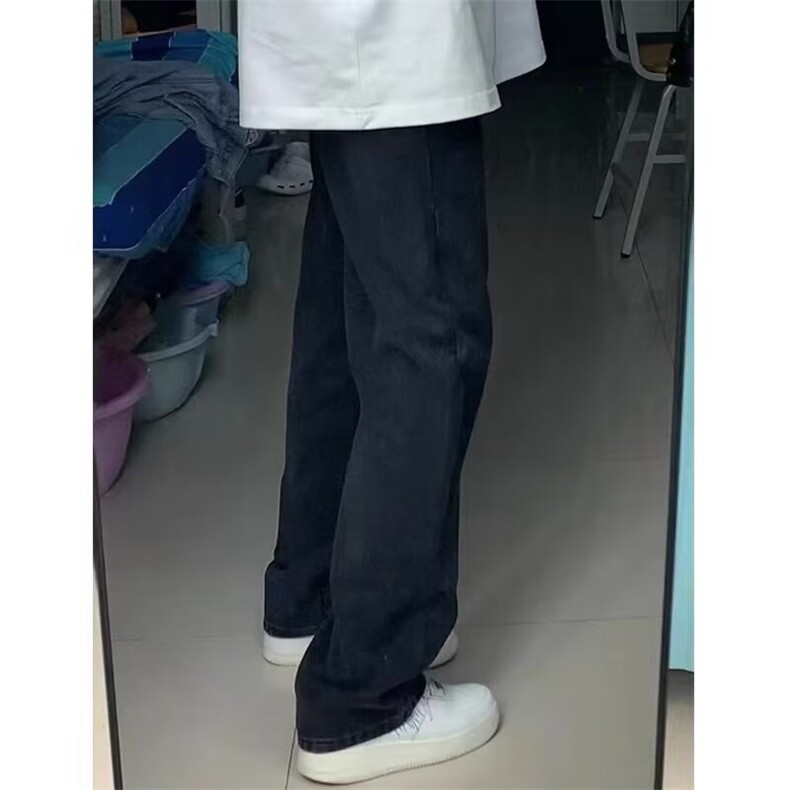 黑色牛仔裤男新款复古阔腿裤宽松拖地裤显瘦直筒裤子WLNZ099-p35,男装牛仔裤,星座1008