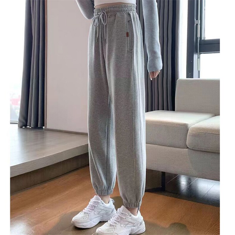 时尚休闲百搭加绒束口纯色简约卫裤2024年秋季,女装休闲裤,桦兴羊绒