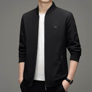 立领夹克男2022外套男秋季中年商务休闲时尚薄款宽松爸爸夹克衫图片