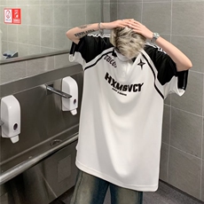 polo衫短袖男t恤夏季薄款新款痞帅插肩重磅潮牌上衣T02，男装T恤，星座1116A-1（原606A）