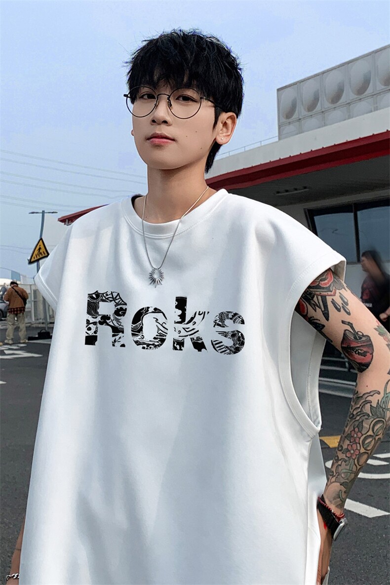 ！版权！2025夏季男士麂皮绒无袖T恤情侣潮牌背心TLBX05特P18,男装T恤,电商B220