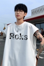 ！版权！2025夏季男士麂皮绒无袖T恤情侣潮牌背心TLBX05特P18，男装T恤，电商B220