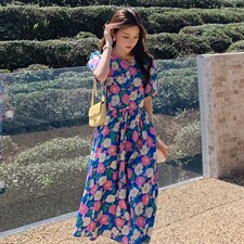 现货主推有法式复古茶歇连衣裙转化率高款号2212-P105K158，女装连衣裙，浙宝305