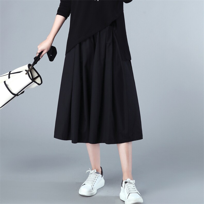 2022年秋季新款潮韩版休闲百搭七分裙裤女显瘦显高韩版时尚阔腿裤,女装休闲裤,简韵佳