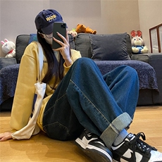 工装牛仔裤男女大码直筒阔腿2024年新款百搭chic港味裤子-N9127，男装牛仔裤，星座601-2