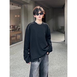 抖音得物高品质 26春装设计感长袖打底衫纯色拉链肩圆领卫衣W123图片