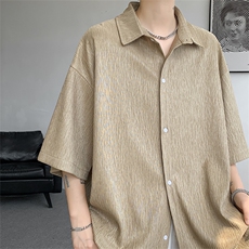 DSA059-10049-P35高质量宽松衬衫五分袖潮流大码冰丝衬衫外套，男装衬衫，电商A059