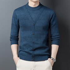 秋季男装圆领宽松打底衫毛衣春秋新款中年男士长袖时尚百搭针织衫，男装针织衫/毛衣，电商B212（原钱塘6029）