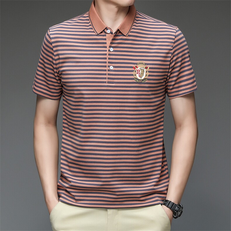 2024新款男士短袖t恤衣服中年商务打底衫上衣polo衫HMQ301-P63,男装Polo衫,星座1105-3