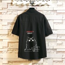 2021夏季新款印花男士短袖衬衫男日系宽松男士衬衣C704-P35，男装衬衫，星座1103-1