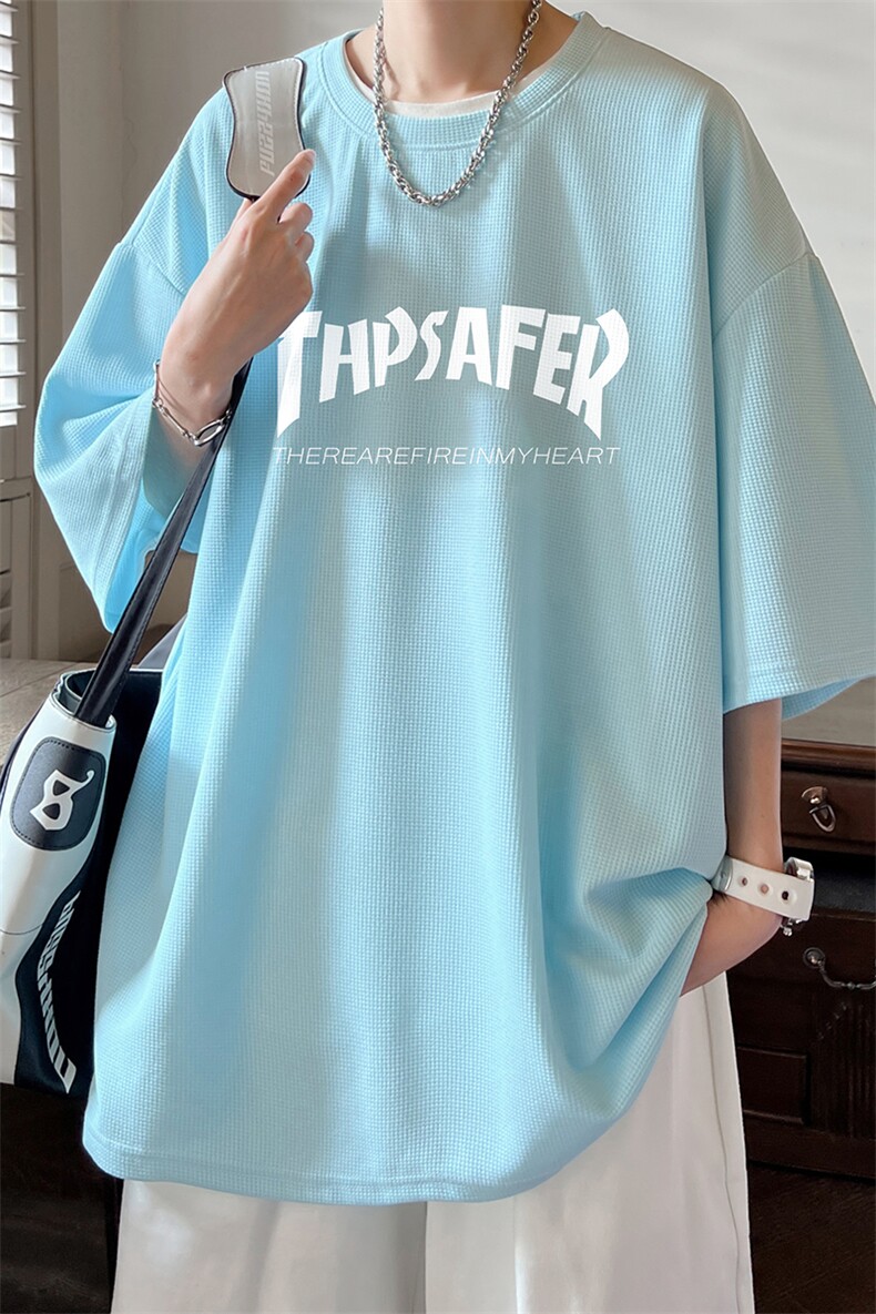 华夫格t恤男短袖男大码五分袖酒店风HT73007-P22,男装T恤,电商A040