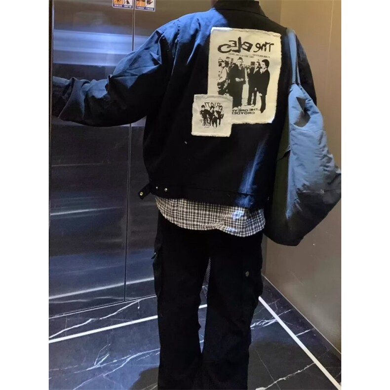 W10153-P88网图现货安可拉红秋季翻领夹克美式复古宽松休闲外套,男装夹克,星座1608-2