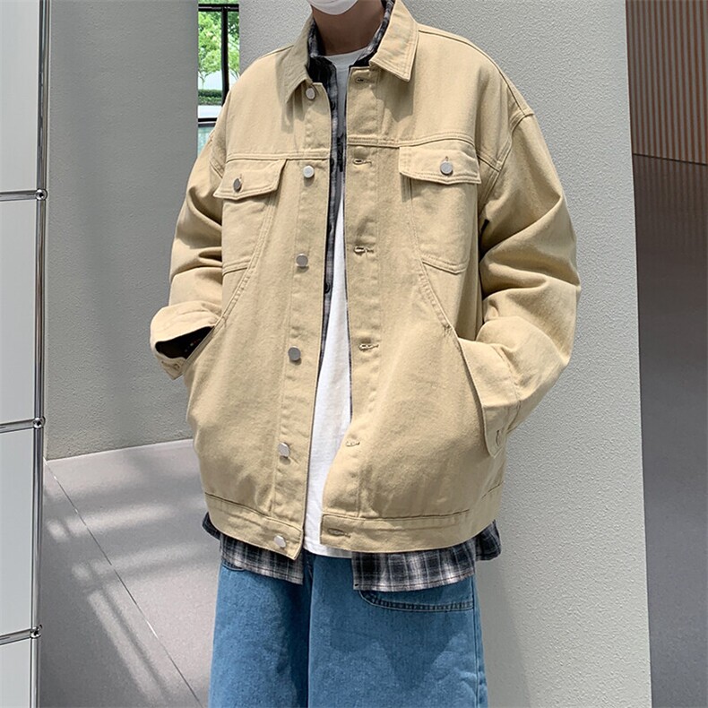 复古夹克潮流港风多口袋百搭休闲牛仔上衣HY02TP60控85图片