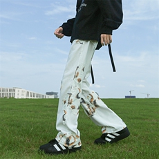 美式牛仔裤潮牌宽松白色长裤男女个性高街休闲裤NZ07-P53，男装牛仔裤，星座308B-2