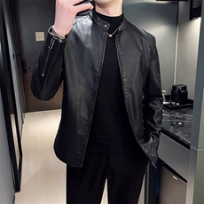 2024秋冬皮衣夹克修身立领PU皮衣外套男py5908-p88M-4XL，男装皮衣，电商D303