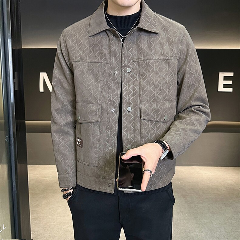 男士皮衣加绒加厚秋冬季2025新款痞帅潮牌皮夹克A313-K9935-P155,男装夹克,电商A313