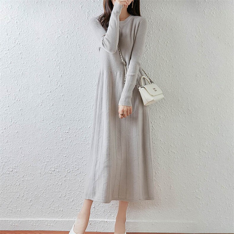 半高领中长款100%羊毛毛衣连衣裙全毛打底衫2025秋冬针织内搭女，女装针织衫/毛衣，暖绒情旗舰店