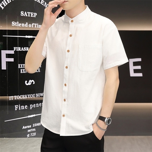 CS79-P40 2025春夏时尚男士短袖棉麻风衬衣图片