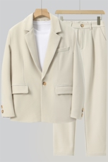 秋季新款男士宽松休闲港风西服套装衣服+裤子整套西装XZ810-P150，男装西服套装，星座505-3