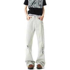 【现货】美式复古白色微喇破洞牛仔裤2XZ502-K849-P65控89，男装牛仔裤，星座502