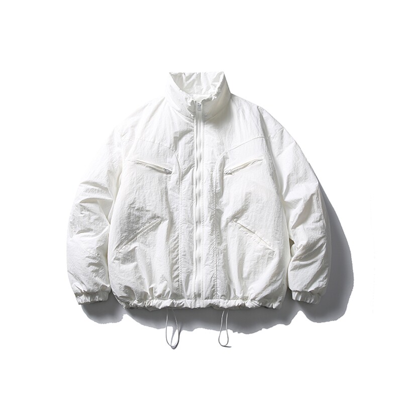 南夏乔装2025冬季新款日系纯色不规则口袋立领棉衣情侣休闲棉服男,男装棉衣,电商S006（B521）