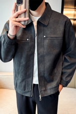 潮流皮衣外套男春秋季复古百搭拉链宽松机车服pu皮夹克潮JK2591，男装夹克，星座301B-1