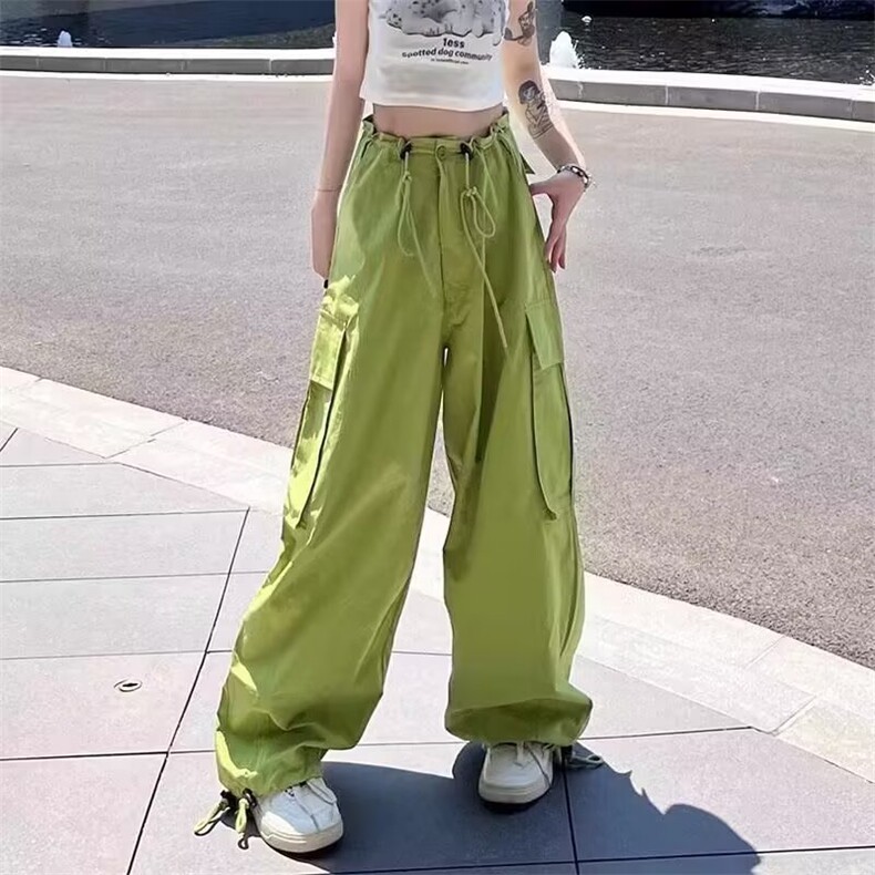 欧美高街工装裤女高腰显瘦宽松多口袋束脚运动垂感休闲裤,男装休闲裤,星座218-1（原230）