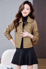 现货皮衣外套女2023年春季新款洋气减龄短款皮夹克潮，女装皮衣，江南女神