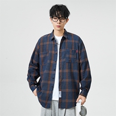 25年格子长袖衬衫得物二开衬衣宽松现货DS-C323-1-LY512-T批28，男装衬衫，电商C323-1