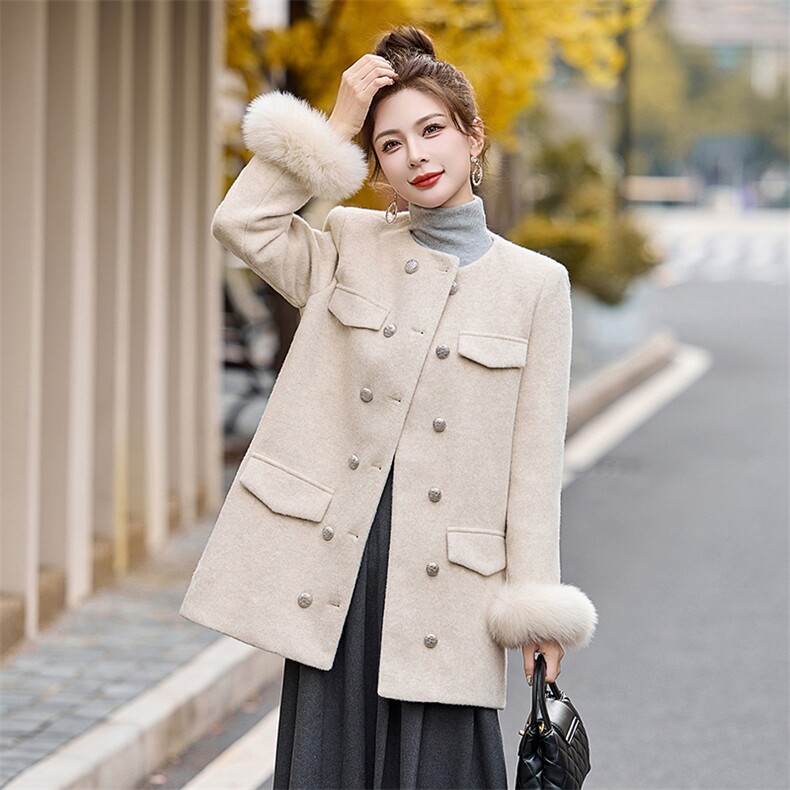 主推新款现货冬小香白鸭绒羽绒气质保暖冬装真袖毛毛可脱卸外套,女装羽绒服,丽美静依