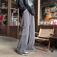 重磅灯芯绒阔腿裤子男日系潮流工装裤多口袋休闲长裤AK298-P35，男装休闲裤，星座1109-3