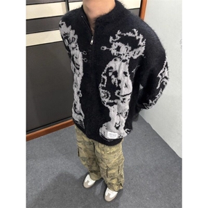 【有货】氛围感个性抽象提花开衫毛衣针织外套 MY114 特P67图片