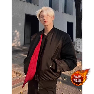 网图有货 黑红内bomber夹棉机车棉服外套男A167-常规P70 加棉-P98图片
