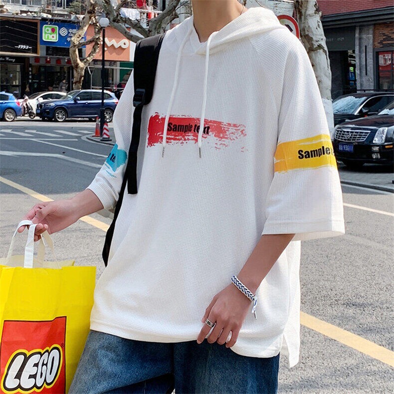 华夫格连帽短袖T恤-T86-P30,男装T恤,电商A020
