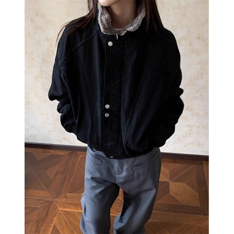 解构缉明线立领工装夹克秋冬加绒加厚廓形宽松棉服MS6060,男装夹克,星座1116A（原606A-3）