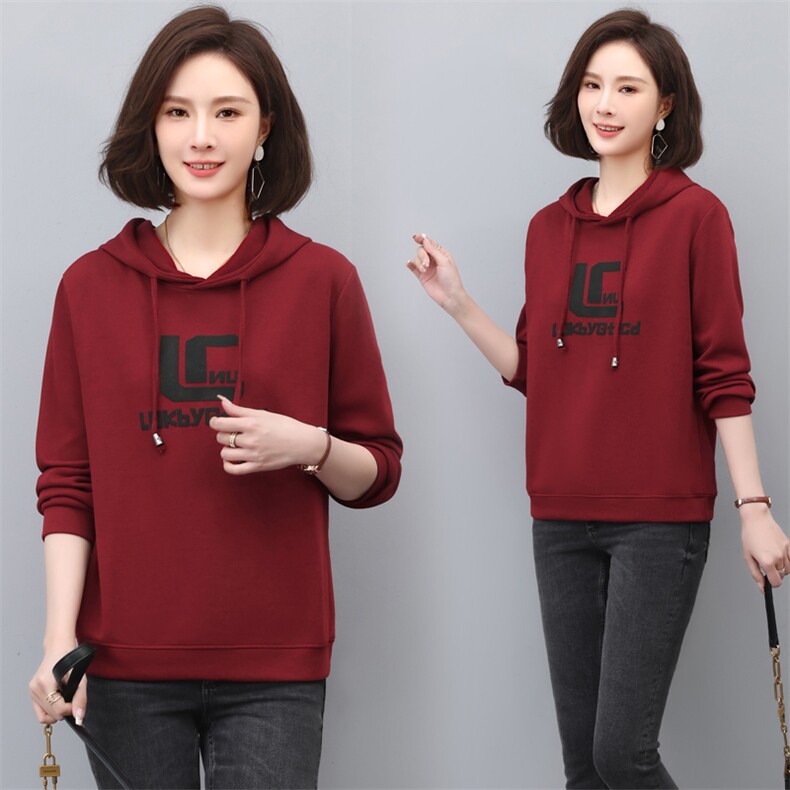 2023年春季新款连帽卫衣女长袖韩版宽松显瘦时尚印花上衣服打底衫，女装卫衣/绒衫，简韵佳