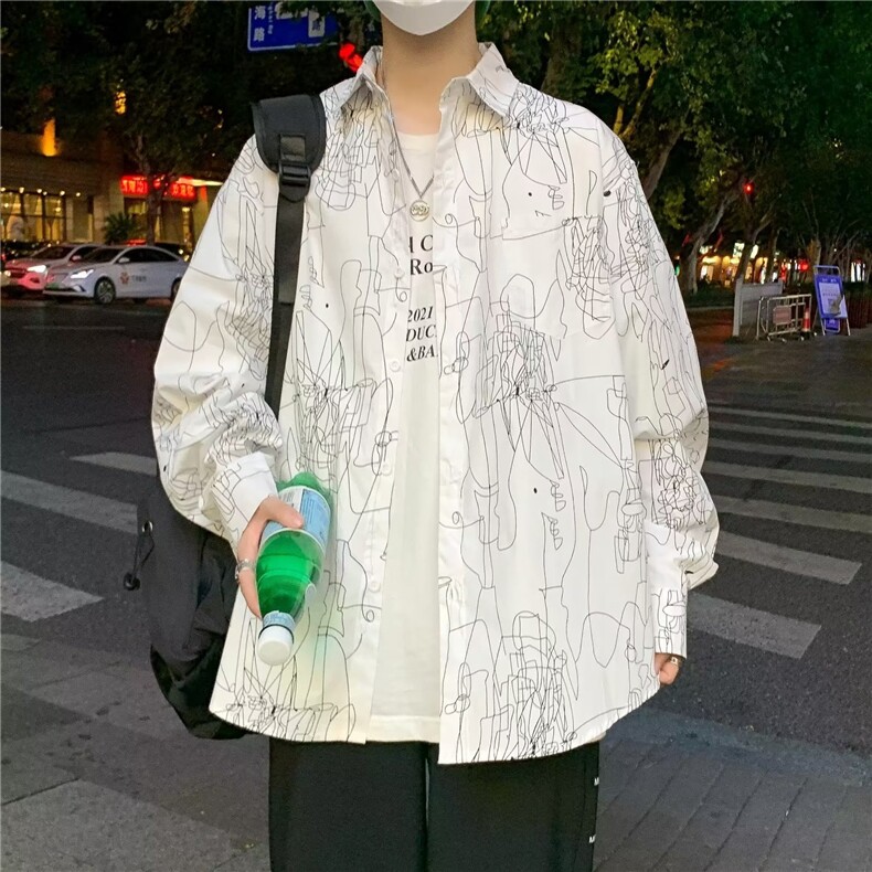 秋季时尚印花男士长袖衬衫日系个性设计外套GC02P32,男装衬衫,星座1116-2