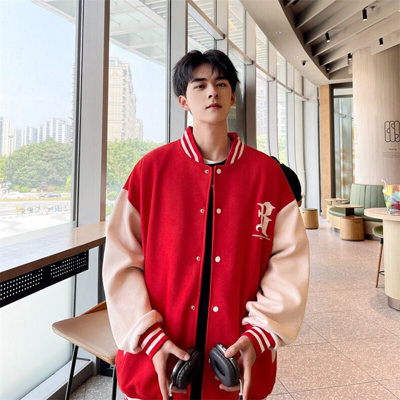 春季麂皮绒棒球服外套男美式复古潮流冲锋衣情侣装夹克WY30-P88图片