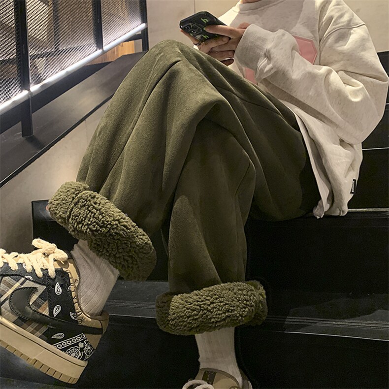 冬季麂皮绒羊羔毛束脚长裤M~5XLXZ604-KP87-P65控78,男装休闲裤,星座604
