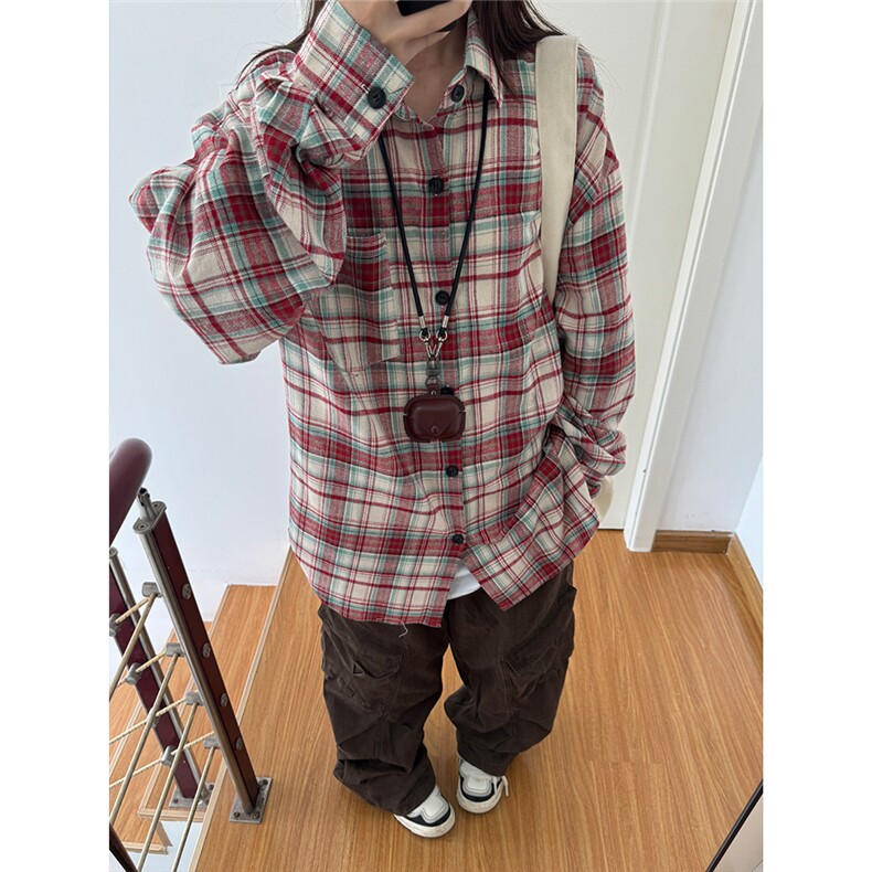 棉 磨毛格子长袖休闲纯棉抖音高品质衬衫男CS024-P45图片