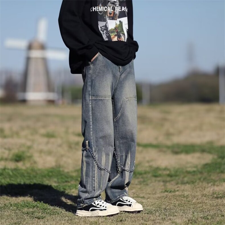 美式牛仔裤男春秋新款休闲直筒裤NK665P45,男装牛仔裤,星座1116-2