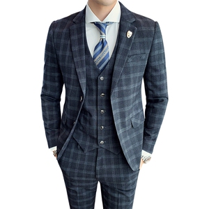 格子西装套装男西服三件套礼服修身商务 SJT-X40-P285图片