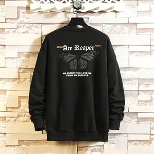 【】A003-HW3128-P50新款后背蝴蝶印花圆领套头卫衣 凹凸墙图片